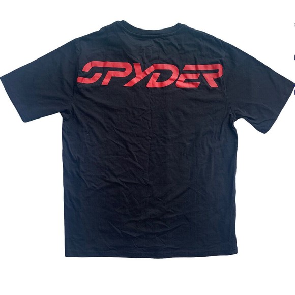 Spyder Black Short Sleeve Crew Neck Logo Tee T Shirt Men's Large NWT - Picture 1 of 4